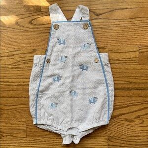 Blue Elephant Embroidered Baby Romper